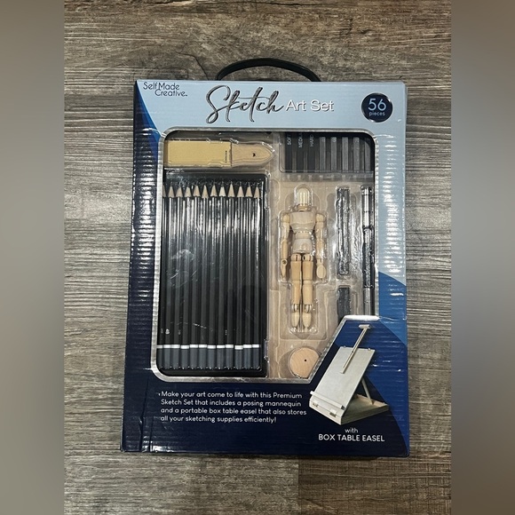 FINAL PRICE PRICE DROP NEW Self Made Creative Sketch Art Set with Easel - Picture 1 of 4